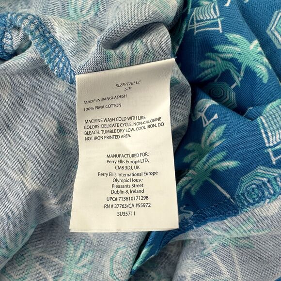 Cubavera Mens Tropical Vacation Print Short Sleeve Polo Shirt Blue S - Picture 5 of 5